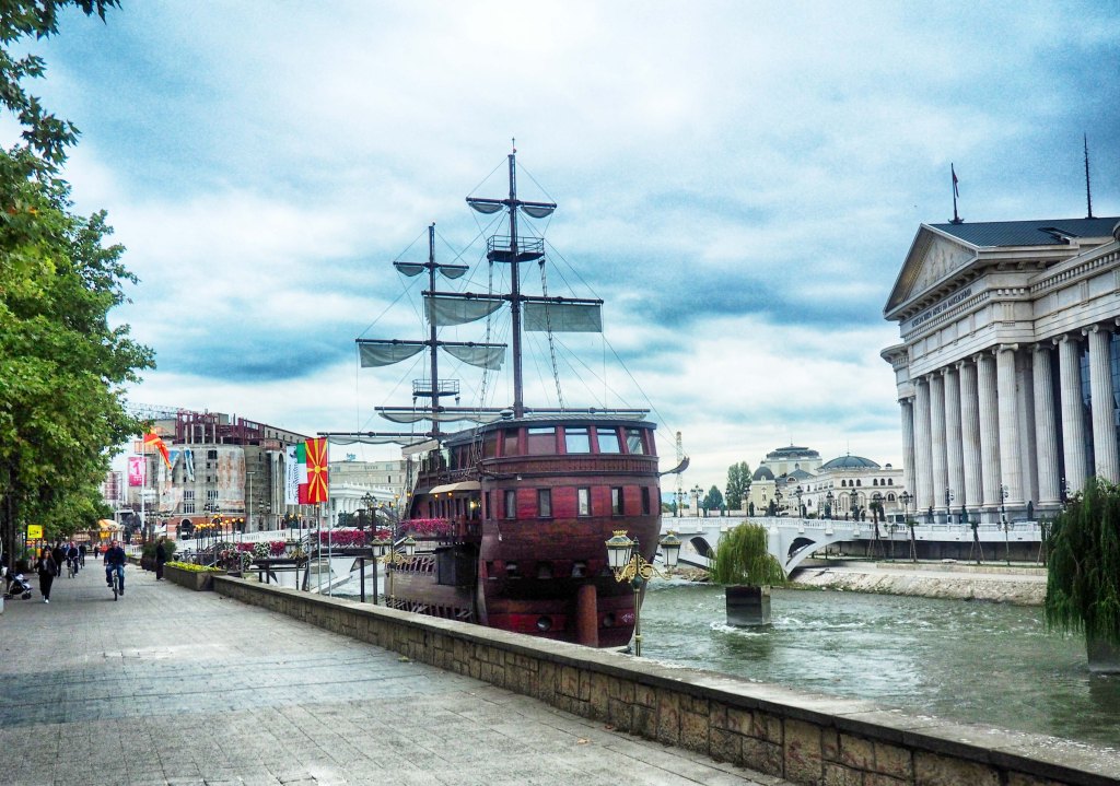 Galleon style boat hotel Skopje