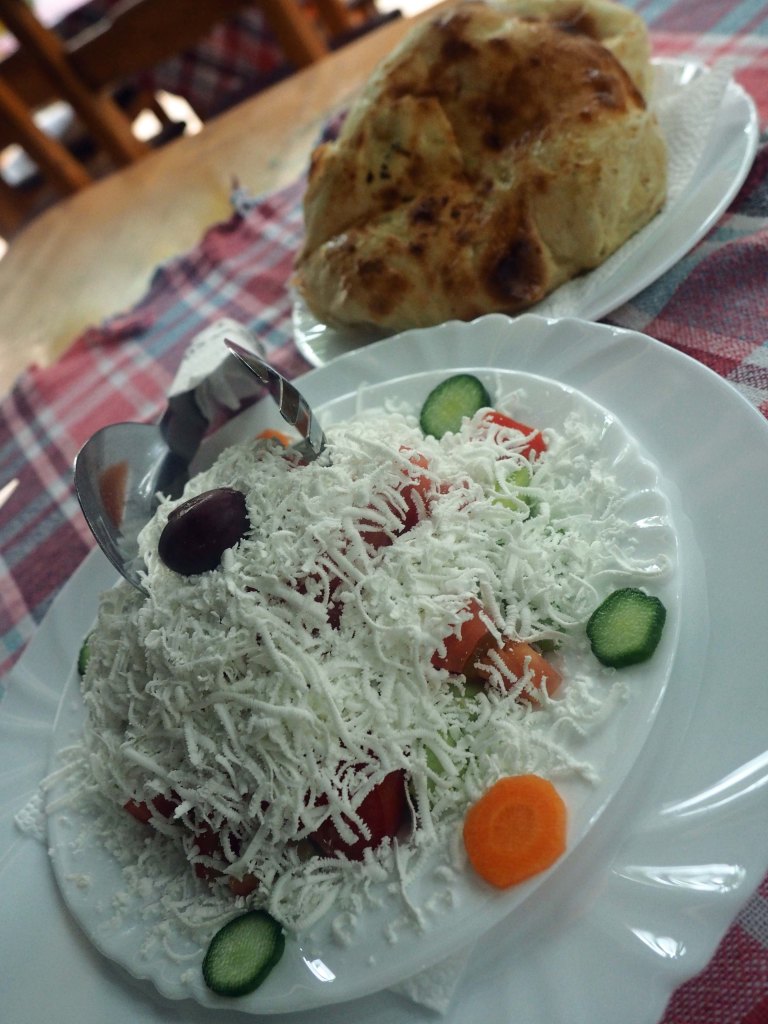 Shopska salad in Macedonian restaurant