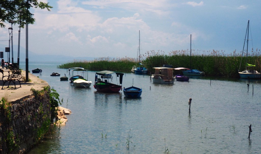 Struga lake view boats